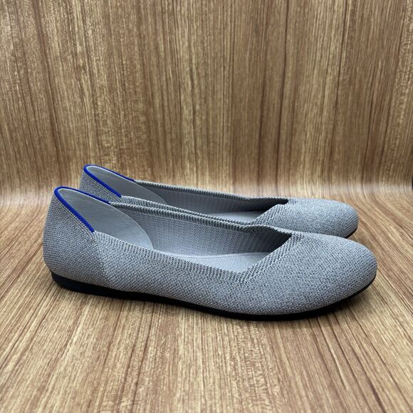 Rothy’s The Flat Shoe Women's Size 10.5 Platinum Silver Metallic Round Toe - Picture 1 of 9
